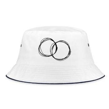 Trauringe handgezeichnet - Bucket Hat - Weiß/Navy - Vorne