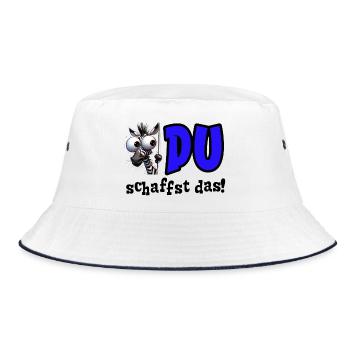 Du schaffst das! Mutmacher Glücksbringer Zebra - Bucket Hat - Weiß/Navy - Vorne