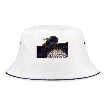 Neon Bumblebee - Bucket Hat - Weiß/Navy - Vorne