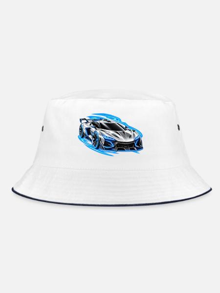 Future Auto Silber – Neon Speed - Bucket Hat - Weiß/Navy