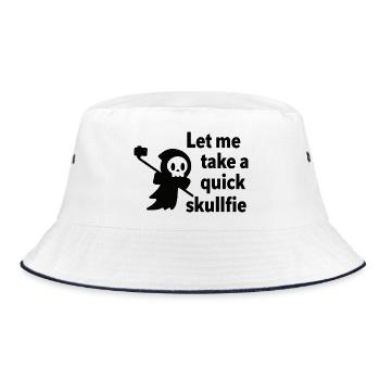 Skelett-Selfie mit Selfie-Stick - Bucket Hat - Weiß/Navy - Vorne