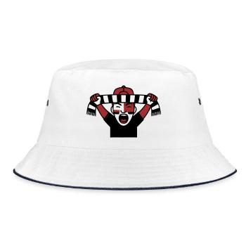 Jubelnder Fussballfan Icon - Bucket Hat - Weiß/Navy - Vorne