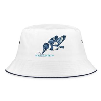 Gürtel-Eisvögeltauchen - Bucket Hat - Weiß/Navy - Vorne
