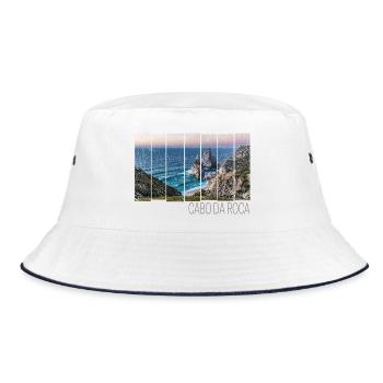 Cabo da Roca in Portugal mit Praia da Ursa Strand - Bucket Hat - Weiß/Navy - Vorne