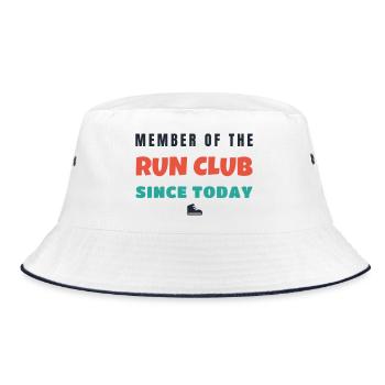 Run Club Member Since Today Lauf Spruch - Bucket Hat - Weiß/Navy - Vorne
