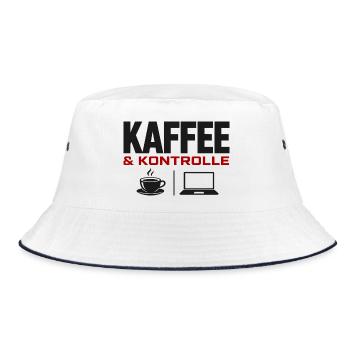 Kaffee & Kontrolle Laptop-Design - Bucket Hat - Weiß/Navy - Vorne