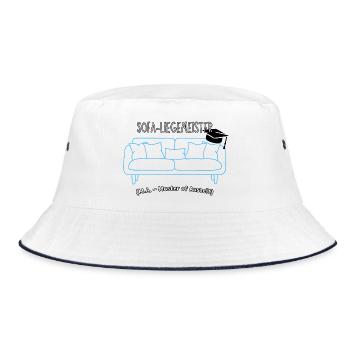 Sofa-Liegemeister: Master der Auszeit - Bucket Hat - Weiß/Navy - Vorne