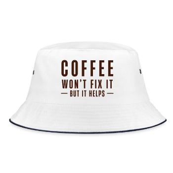 Coffee Won’t Fix It – But It Helps - Bucket Hat - Weiß/Navy - Vorne