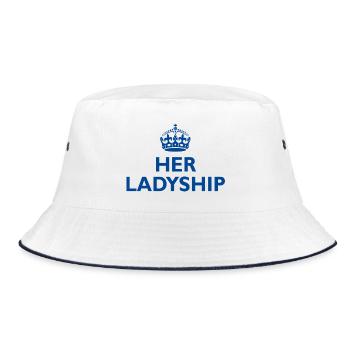 Ihre Ladyship – ein Design für elegante Damen - Bucket Hat - Weiß/Navy - Vorne