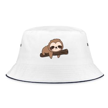 Süßes Faultier - Kawaii - Bucket Hat - Weiß/Navy - Vorne