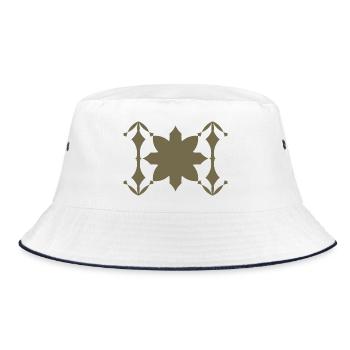 Ornamentblüten Symmetrie Muster - Bucket Hat - Weiß/Navy - Vorne