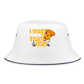 I Want It That Way Pizza Wein - Bucket Hat - Weiß/Navy - Vorne