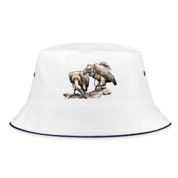 Geierpaar am Fels - Bucket Hat - Weiß/Navy - Vorne