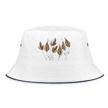Blätter - Bucket Hat - Weiß/Navy - Vorne