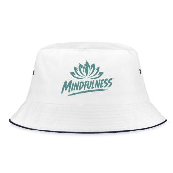 Mindfulness Achtsamkeit Lotusblumen Meditation - Bucket Hat - Weiß/Navy - Vorne