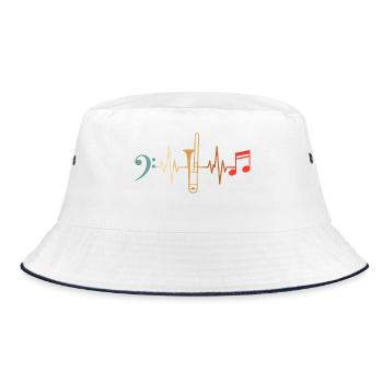Posaunist Herzschlag-Posaune - Bucket Hat - Weiß/Navy - Vorne