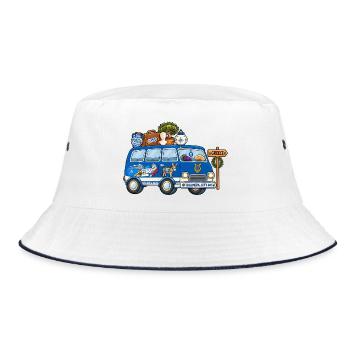 Griechenland Camper Wohnmobil - Bucket Hat - Weiß/Navy - Vorne
