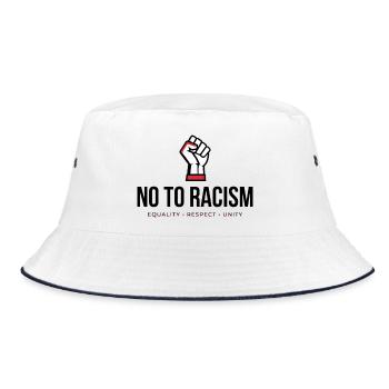 Nein zu Rassismus! *Gehetzte Faust* - Bucket Hat - Weiß/Navy - Vorne