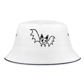 Niedliche Halloween-Fledermaus im Kritzelstil - Bucket Hat - Weiß/Navy - Vorne