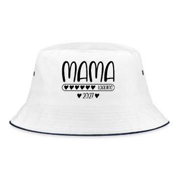 Mama 2027 Loading Baby Schwangerschaft verkünden - Bucket Hat - Weiß/Navy - Vorne