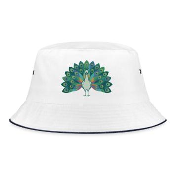 Pfau - Bucket Hat - Weiß/Navy - Vorne