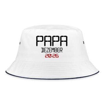 Geburt Baby Papa, Dezember 2026 - Bucket Hat - Weiß/Navy - Vorne