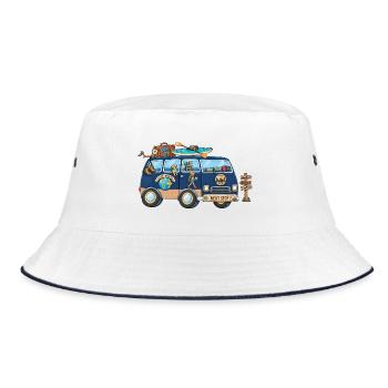 Abenteuer Weltreise Camper Wohnmobil - Bucket Hat - Weiß/Navy - Vorne