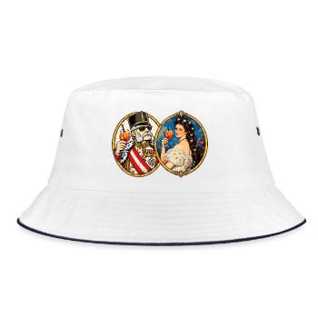 Kaiser Franz Joseph und Sisi – kaiserlich modern - Bucket Hat - Weiß/Navy - Vorne