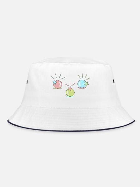 Pastell Kugelparty - Bucket Hat - Weiß/Navy
