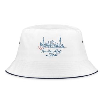 Hamburg Skyline – Mein Herz schlägt im Elbtakt - Bucket Hat - Weiß/Navy - Vorne