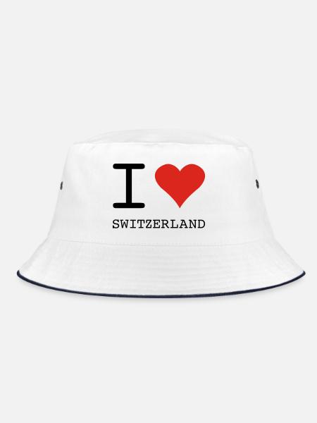 I LOVE SWITZERLAND - Bucket Hat - Weiß/Navy - Vorne