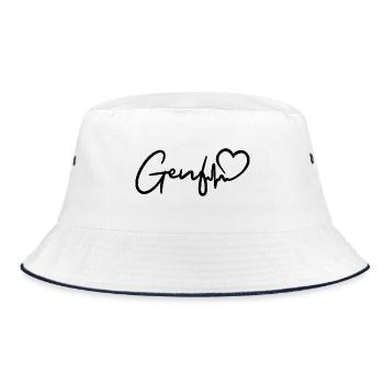 Genf Herzschlag Schweiz Genf - Bucket Hat - Weiß/Navy - Vorne