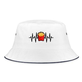 Pommes Frites Herzschlag - Bucket Hat - Weiß/Navy - Vorne