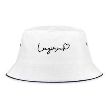 Luzern Herzschlag Schweiz - Bucket Hat - Weiß/Navy - Vorne