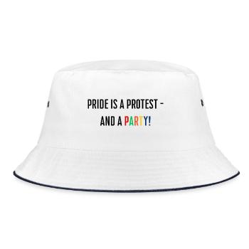 Pride is a protest - and a party! - Bucket Hat - white/navy - Front
