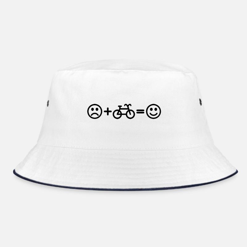 Fahrradfahrer Smiley - Bucket Hat - Weiß/Navy