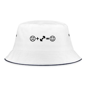 Dumbbell Smiley Weights Weights Fitness - Bucket Hat - white/navy - Front