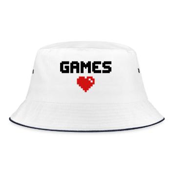 Games Herz Gamer - Bucket Hat - Weiß/Navy - Vorne