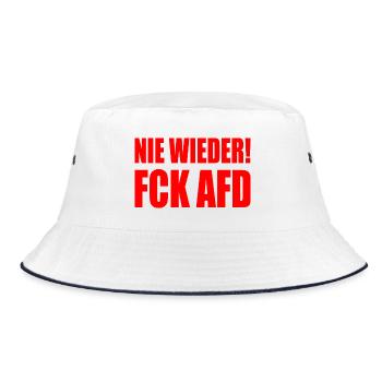 Nie wieder fuck afd - Bucket Hat - Weiß/Navy - Vorne