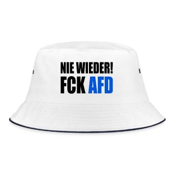 Fuck afd - Nie wieder ist jetzt - Bucket Hat - Weiß/Navy - Vorne