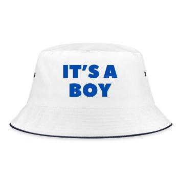 It's a Boy - Es ist ein Junge - Gender Reveal - Bucket Hat - Weiß/Navy - Vorne