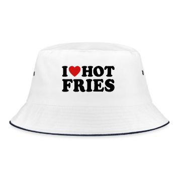 I Love Hot Fries Pommes Frites - Bucket Hat - Weiß/Navy - Vorne