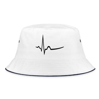EKG - Sinusrhythmus - Arzt - Bucket Hat - Weiß/Navy - Vorne