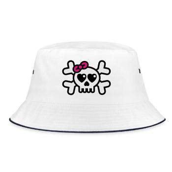 dolly_rodger_3colors - Bucket Hat - white/navy - Front