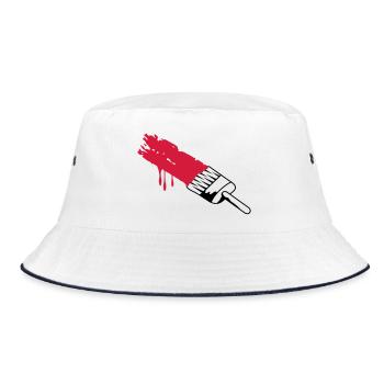 Pinsel mit Farbe - Bucket Hat - Weiß/Navy - Vorne