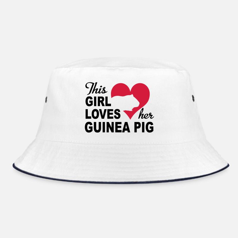 Meerschweinchen - Bucket Hat - Weiß/Navy