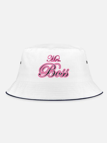 Mrs Frau Chefin Ehefrau Geschenk - Bucket Hat - Weiß/Navy