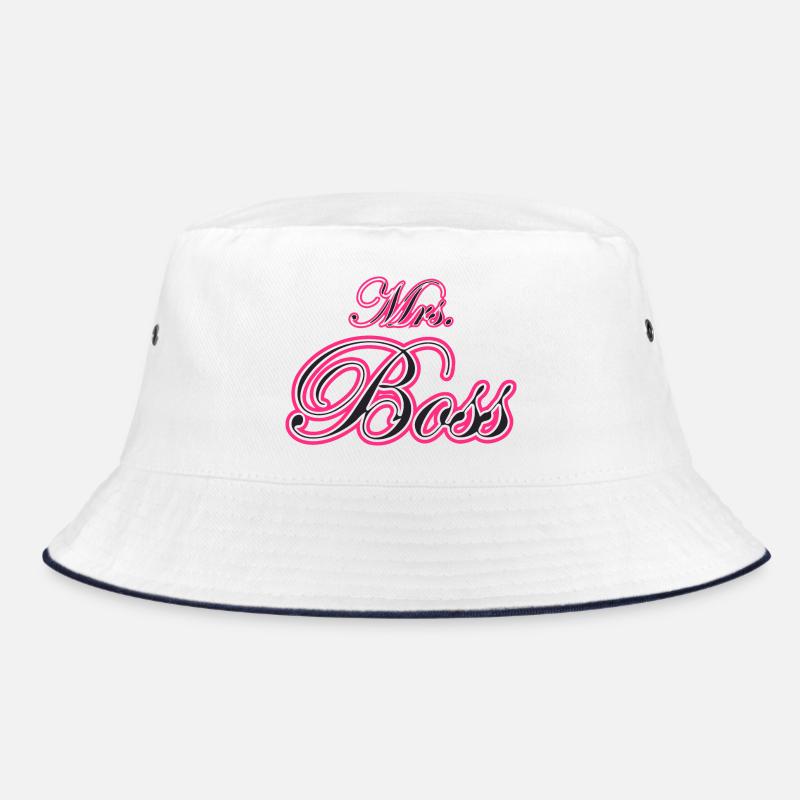 Mrs Frau Chefin Ehefrau Geschenk - Bucket Hat - Weiß/Navy