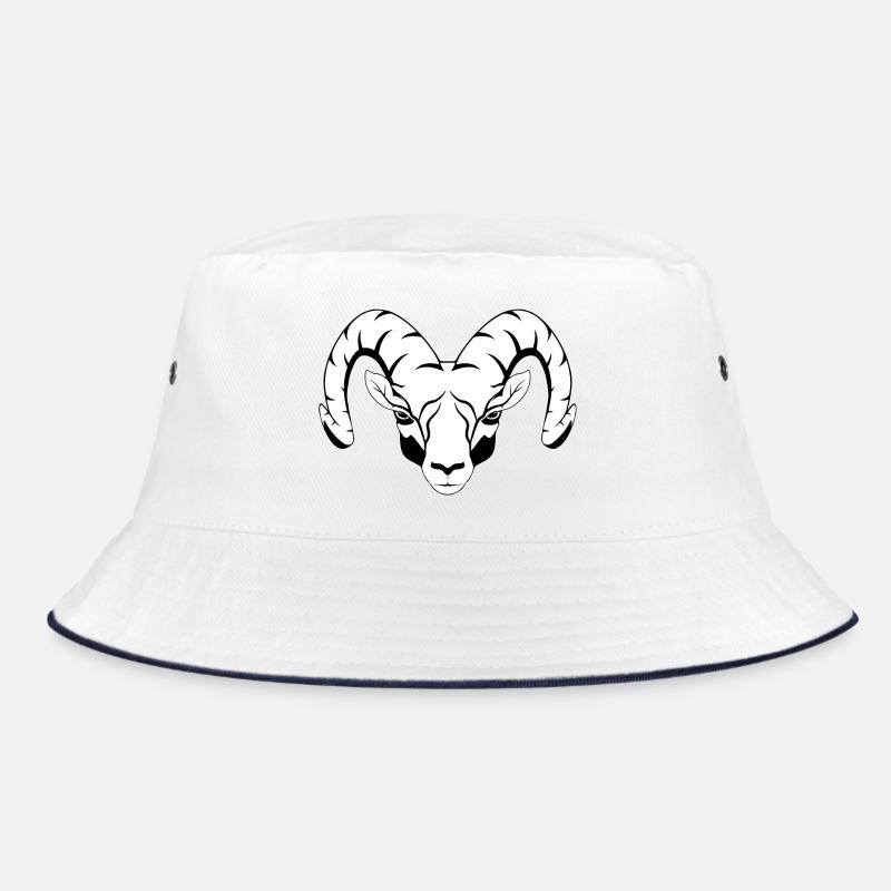 Widder Tierkreiszeichen - Bucket Hat - Weiß/Navy