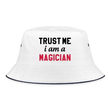 Trust me I am a Magician - Bucket Hat - Weiß/Navy - Vorne